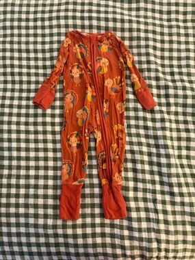 Little Sleepies Rust Orange Footed One-Piece with Turkey Print